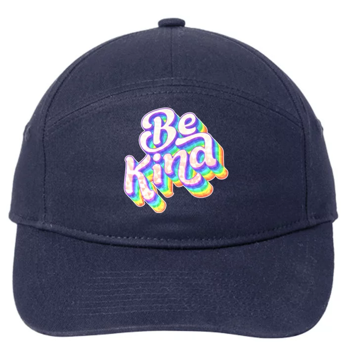 Retro Rainbow Prism Be Kind 7-Panel Snapback Hat