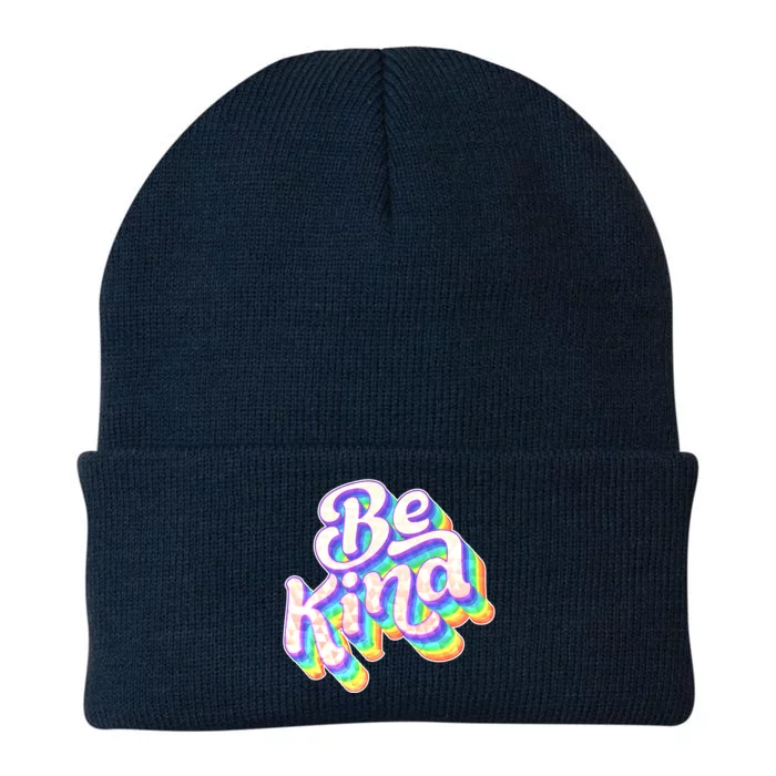 Retro Rainbow Prism Be Kind Knit Cap Winter Beanie