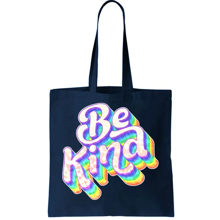 Retro Rainbow Prism Be Kind Tote Bag