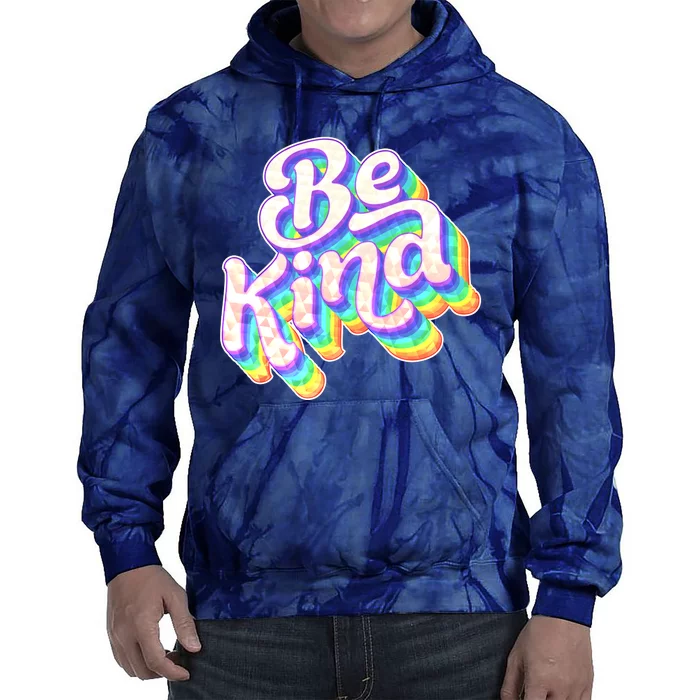 Retro Rainbow Prism Be Kind Tie Dye Hoodie