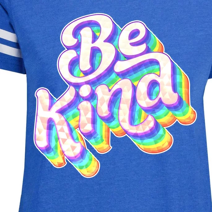 Retro Rainbow Prism Be Kind Enza Ladies Jersey Football T-Shirt