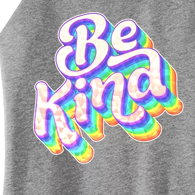 Retro Rainbow Prism Be Kind Women’s Perfect Tri Rocker Tank