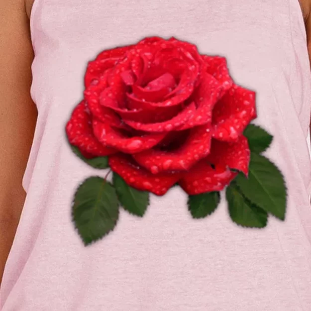 Red Rose Pocket Gift Idea Cute Gift Women's Knotted Racerback Tank