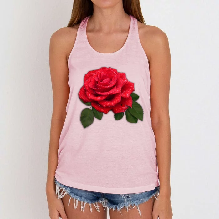 Red Rose Pocket Gift Idea Cute Gift Women's Knotted Racerback Tank