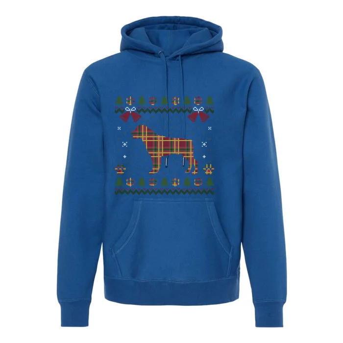 Rottweiler Red Plaid Dog Ugly Christmas Sweater Dogs XMas Gift Premium Hoodie