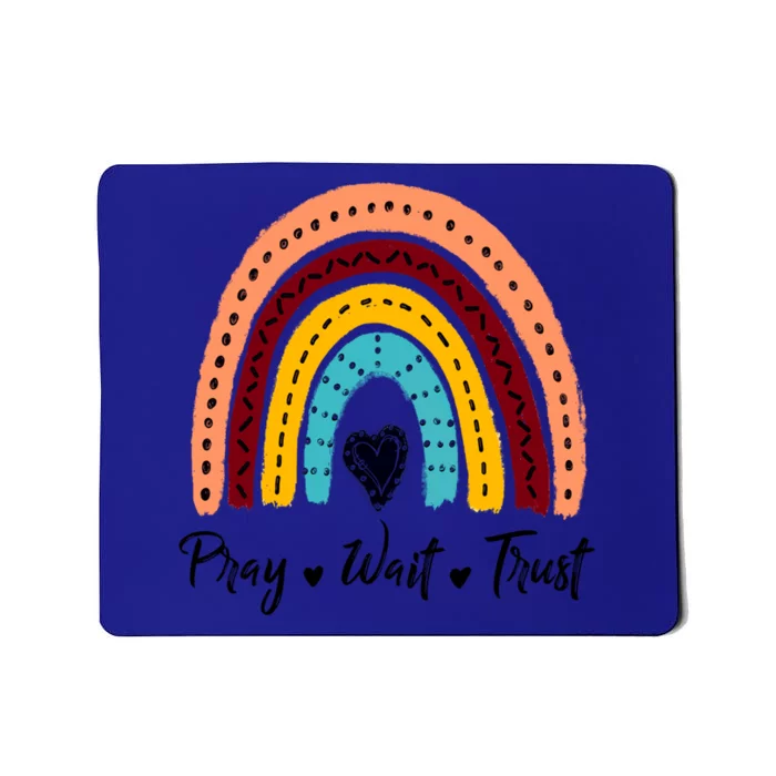 Retro Rainbow Pray Wait Trust Repeat Christian Motivational Gift Mousepad