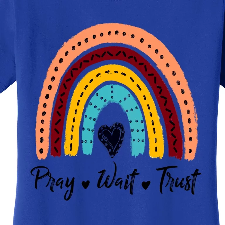 Retro Rainbow Pray Wait Trust Repeat Christian Motivational Gift Women's T-Shirt