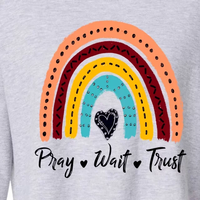 Retro Rainbow Pray Wait Trust Repeat Christian Motivational Gift Cropped Pullover Crew