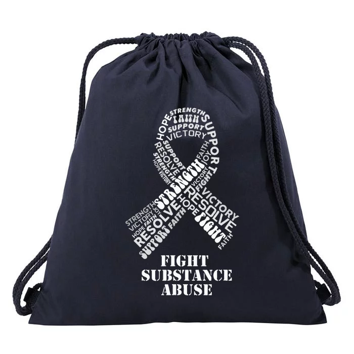 Red Ribbon Products & Gifts for Substance Abuse Awareness Drawstring Bag