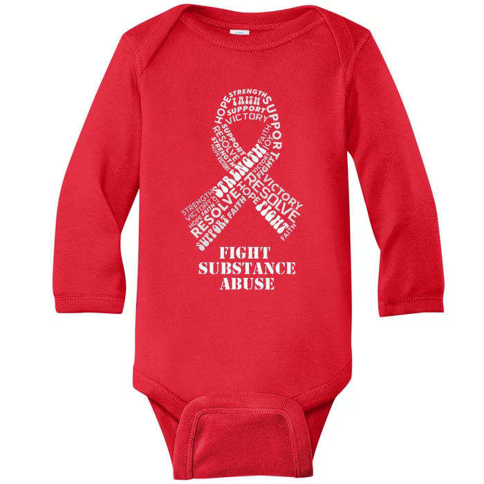 Red Ribbon Products & Gifts for Substance Abuse Awareness Baby Long Sleeve Bodysuit