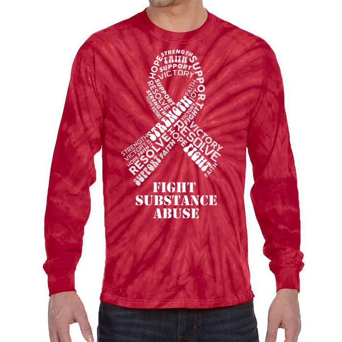 Red Ribbon Products & Gifts for Substance Abuse Awareness Tie-Dye Long Sleeve Shirt