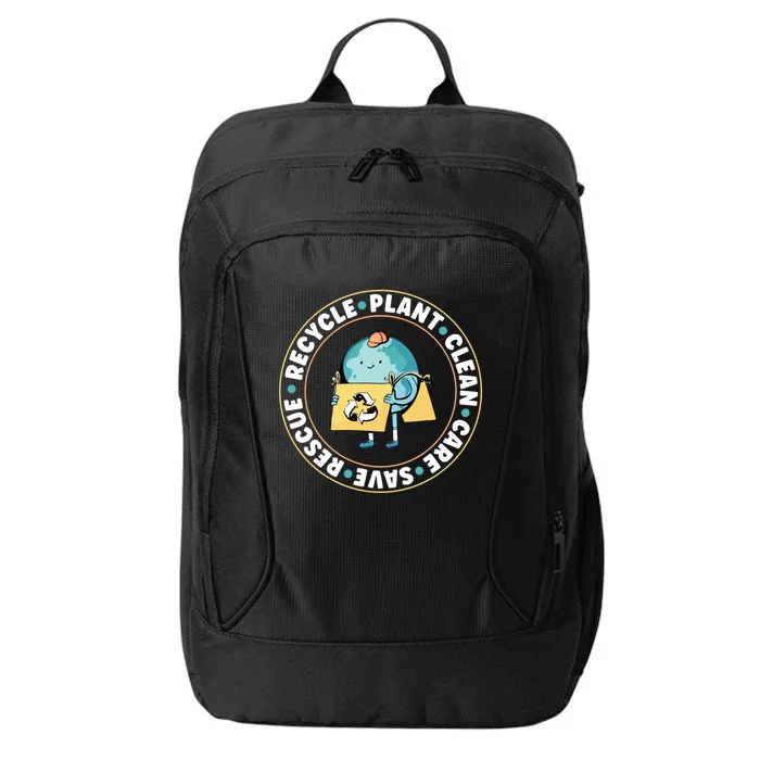 Rescue Recycle Plant Clean Care Save The Planet Gift City Backpack