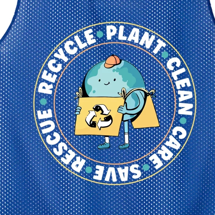 Rescue Recycle Plant Clean Care Save The Planet Gift Mesh Reversible Basketball Jersey Tank