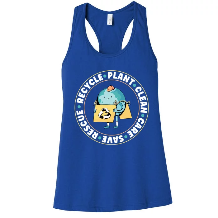 Rescue Recycle Plant Clean Care Save The Planet Gift Women's Racerback Tank