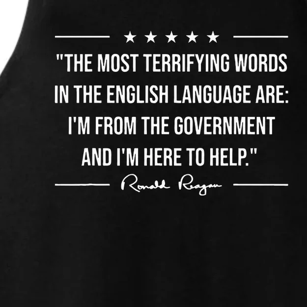 Ron Reagan Quote The Most Terrifying Words Government Help Ladies Tri-Blend Wicking Tank