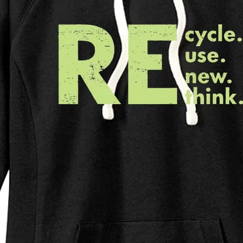 Recycle Reuse Renew Rethink Crisis Environmental Activism Women's Fleece Hoodie