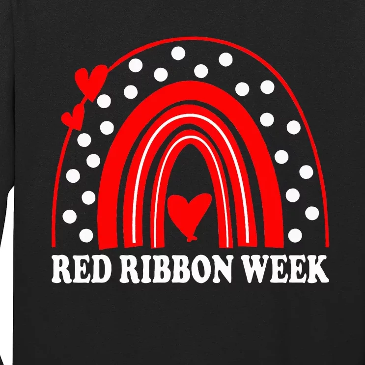 Rainbow Red Ribbon Week Leopard We Wear Red For Awareness Long Sleeve Shirt