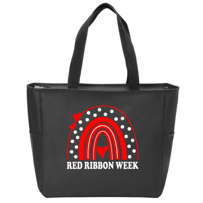 Rainbow Red Ribbon Week Leopard We Wear Red For Awareness Zip Tote Bag