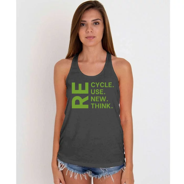 Recycle Reuse Renew Rethink Earth Day Environmental Activism Women's Knotted Racerback Tank