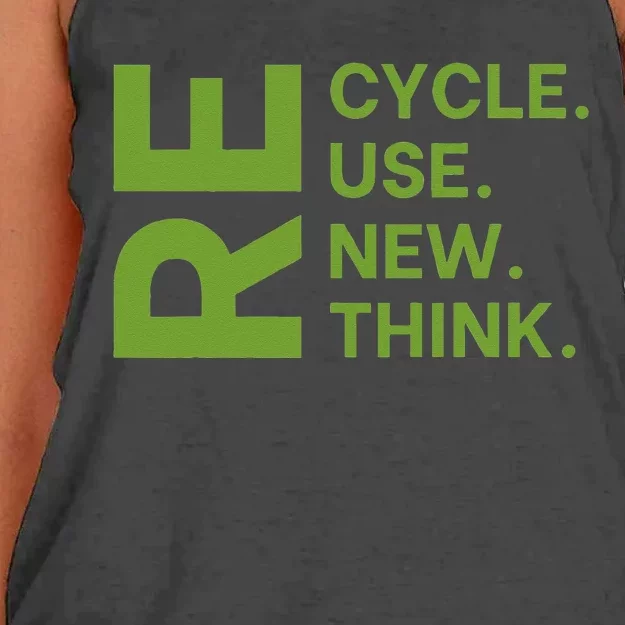 Recycle Reuse Renew Rethink Earth Day Environmental Activism Women's Knotted Racerback Tank