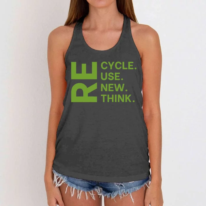 Recycle Reuse Renew Rethink Earth Day Environmental Activism Women's Knotted Racerback Tank