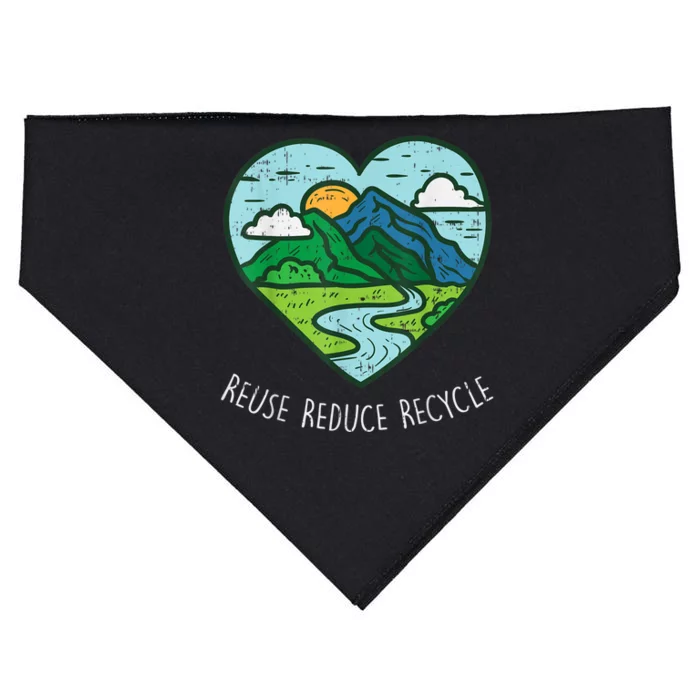 Reuse Reduce Recycle Earth Day Environmentalist Gift USA-Made Doggie Bandana