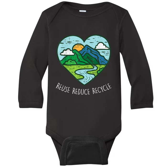 Reuse Reduce Recycle Earth Day Environmentalist Gift Baby Long Sleeve Bodysuit