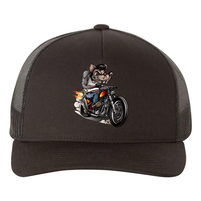 Rockabilly Rats Riding A Bike Yupoong Adult 5-Panel Trucker Hat