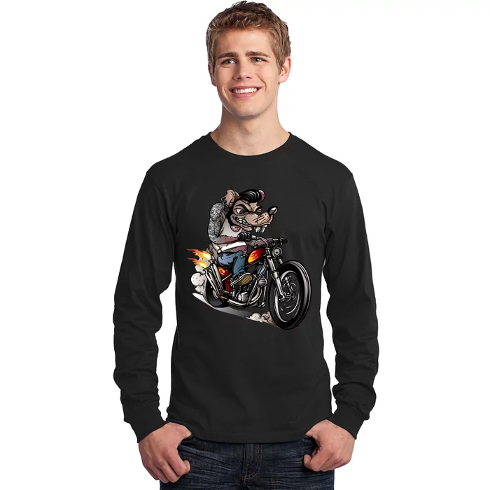 Rockabilly Rats Riding A Bike Long Sleeve Shirt