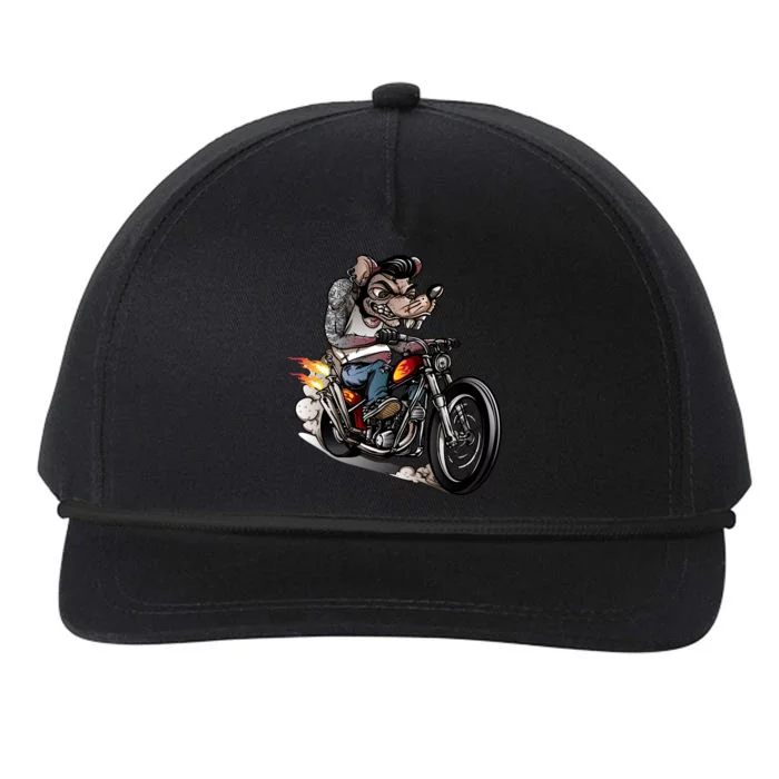 Rockabilly Rats Riding A Bike Snapback Five-Panel Rope Hat