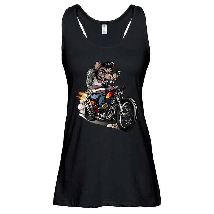 Rockabilly Rats Riding A Bike Ladies Essential Flowy Tank