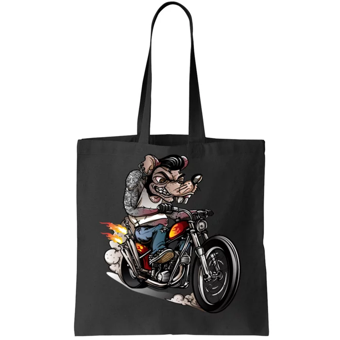 Rockabilly Rats Riding A Bike Tote Bag