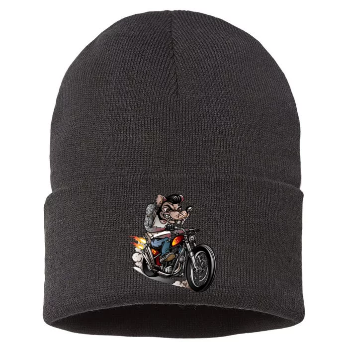 Rockabilly Rats Riding A Bike Sustainable Knit Beanie