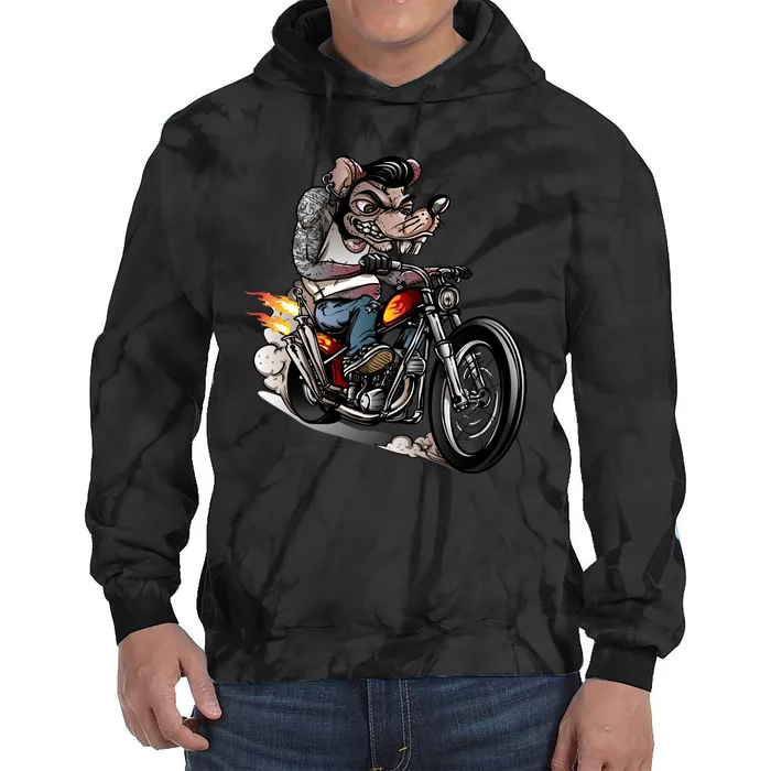 Rockabilly Rats Riding A Bike Tie Dye Hoodie