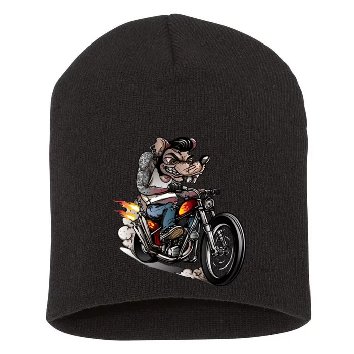 Rockabilly Rats Riding A Bike Short Acrylic Beanie