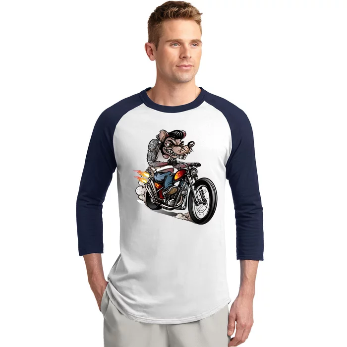 Rockabilly Rats Riding A Bike Baseball Sleeve Shirt