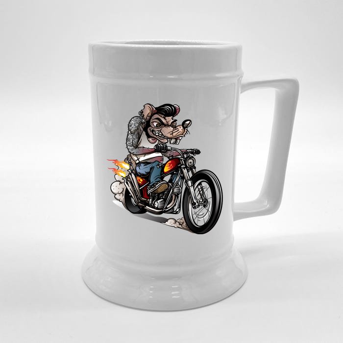 Rockabilly Rats Riding A Bike Front & Back Beer Stein