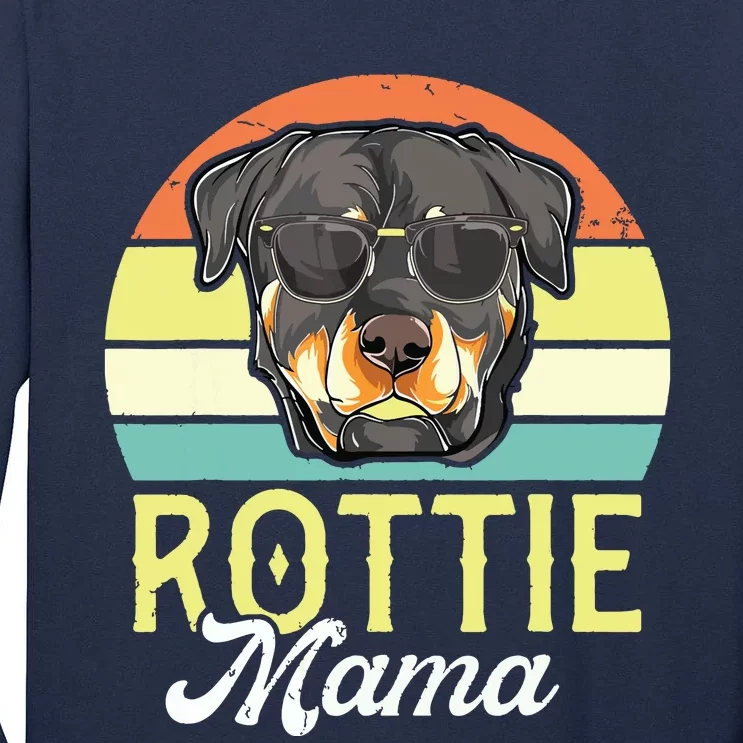 Retro Rottweiler Rottie Mama Shirts Women Mothers Day Dog Tall Long Sleeve T-Shirt