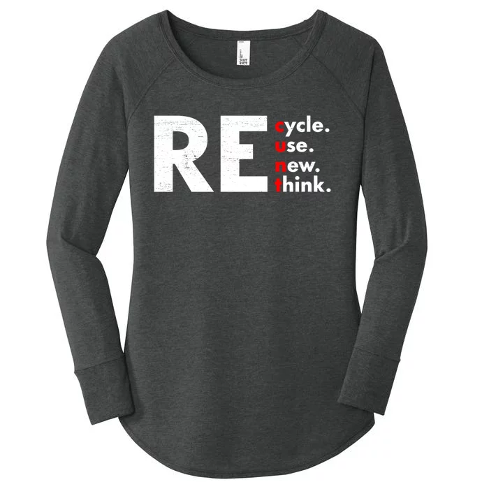 Recycle Reuse Renew Rethink Crisis Environmental Activism Women's Perfect Tri Tunic Long Sleeve Shirt