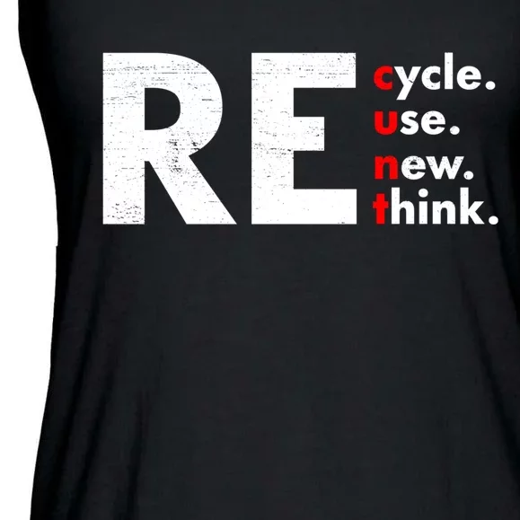 Recycle Reuse Renew Rethink Crisis Environmental Activism Ladies Essential Flowy Tank