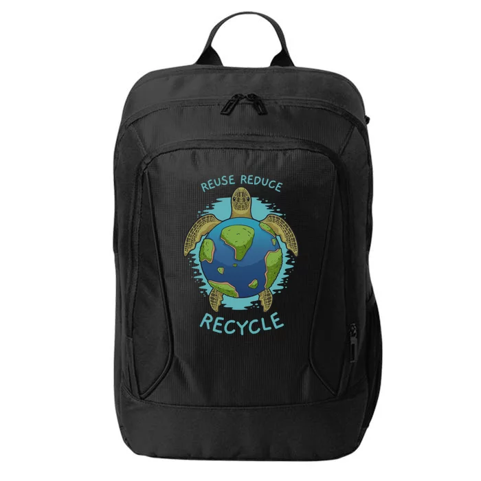 Reduce Reuse Recycle Earth Day Sea Turtle Gift City Backpack