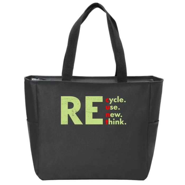 Recycle Reuse Renew Rethink Crisis Environmental Activism Zip Tote Bag