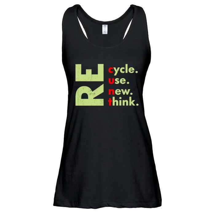 Recycle Reuse Renew Rethink Crisis Environmental Activism Ladies Essential Flowy Tank