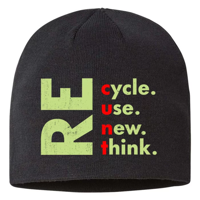 Recycle Reuse Renew Rethink Crisis Environmental Activism 8 1/2in Sustainable Knit Beanie