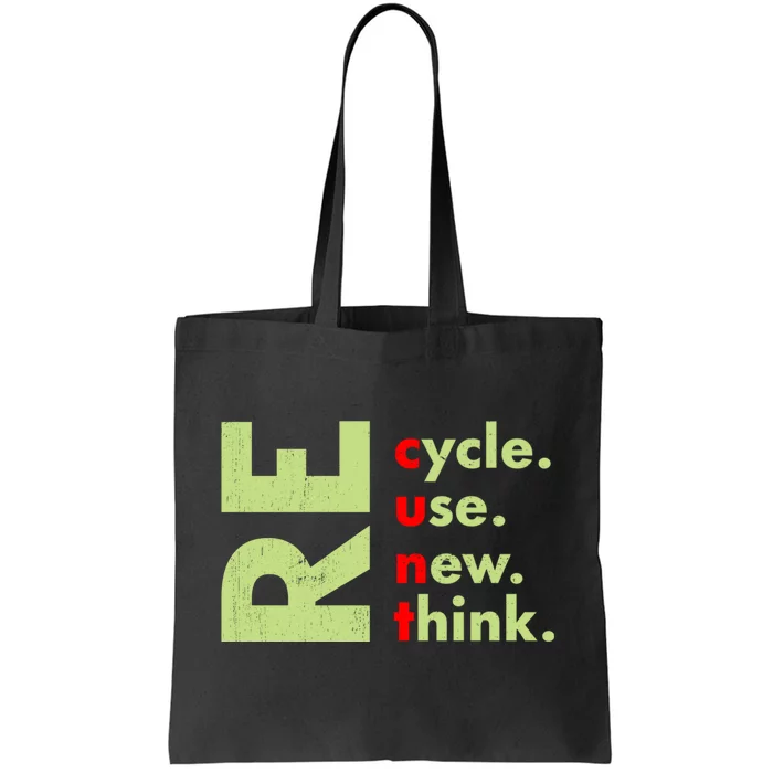 Recycle Reuse Renew Rethink Crisis Environmental Activism Tote Bag