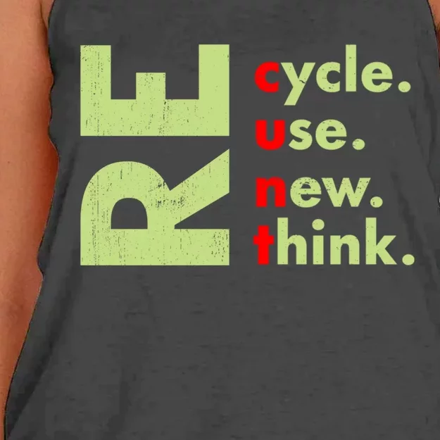 Recycle Reuse Renew Rethink Crisis Environmental Activism Women's Knotted Racerback Tank