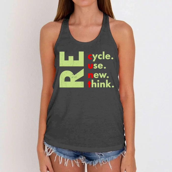 Recycle Reuse Renew Rethink Crisis Environmental Activism Women's Knotted Racerback Tank