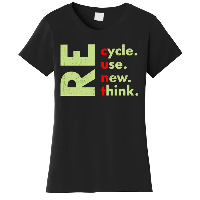 Recycle Reuse Renew Rethink Crisis Environmental Activism Women's T-Shirt