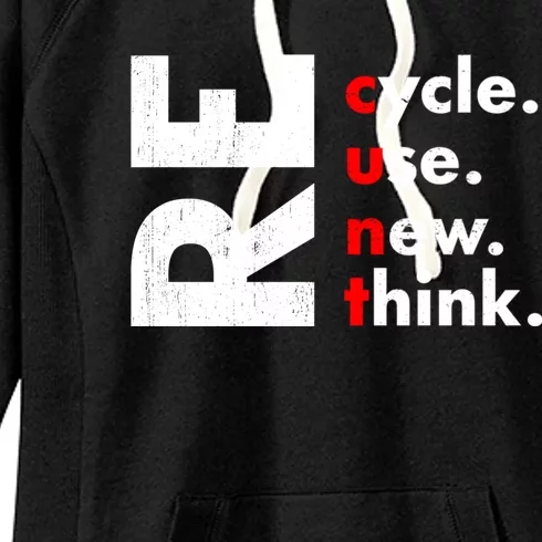 Recycle Reuse Renew Rethink Crisis Environmental Activism Women's Fleece Hoodie