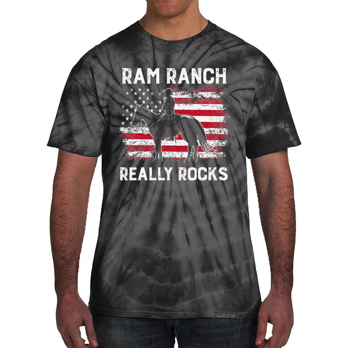 Ranch Really Rocks Western Cowboy Horseback Usa Flag Tie-Dye T-Shirt